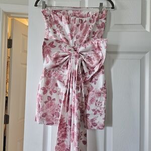 Floral Pink Strapless Dress